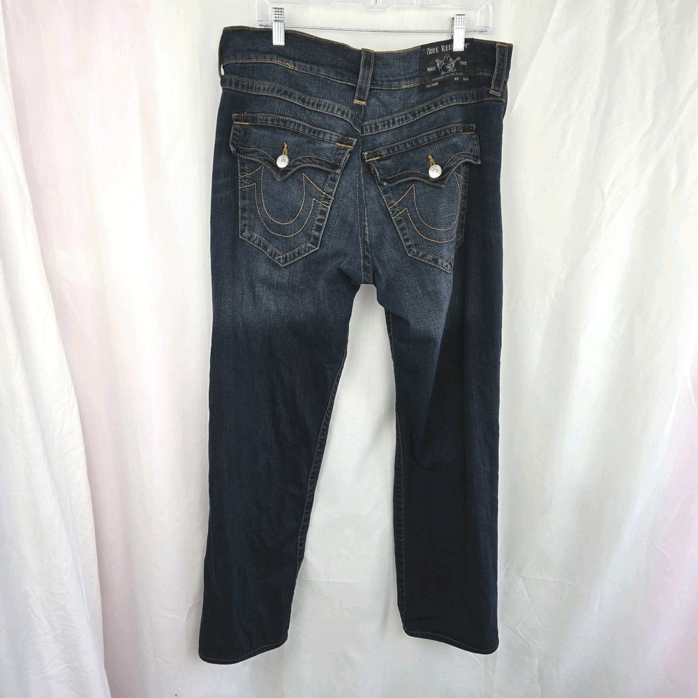 True Religion Mens Ricky Relaxed Straight Leg Jeans Size 36 Flap Pocket Denim